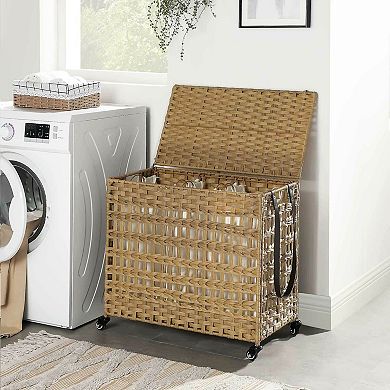 Laundry Hamper With Wheels And 3 Removable Liner Bags