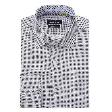 Azaro Uomo Men Slim Fit Four-way Stretch Geometric Long Sleeve Button Down