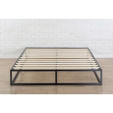 Twin Size 10-inch Low Profile Modern Metal Platform Bed Frame With Wooden Slats