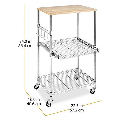 Sturdy Metal Kitchen Microwave Cart With Adjustable Shelves And Locking Wheels