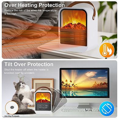 Portable 1500w Electric Fireplace Heater With 2 Gear Temperature
