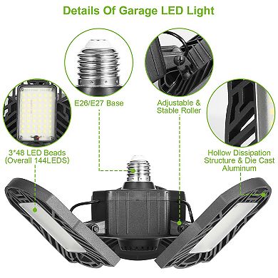 Ultra Bright Led Garage Light,10.24x9.65x4.34",illuminate Your Garage With Brilliance