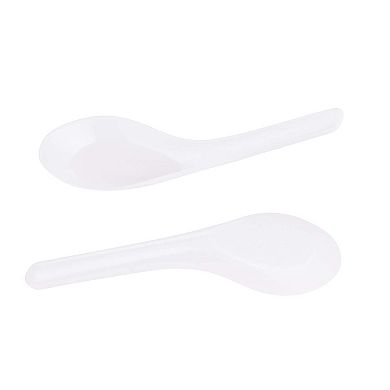 100pc Asian Soup Spoons Disposable Plastic Chinese Spoon For Appetizer White