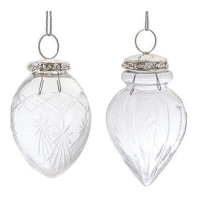 Etched Glass Teardrop Ornament (Set Of 6)