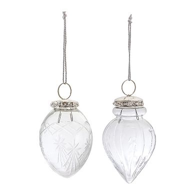 Etched Glass Teardrop Ornament (Set Of 6)