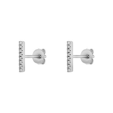 PRIMROSE Sterling Silver Cubic Zirconia Pave Bar Stud Earrings