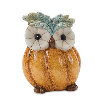 Terra Cotta Pumpkin Owl Figurine (set Of 2)
