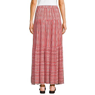 Women's Lands' End Printed Flowy Tiered Maxi Skirt