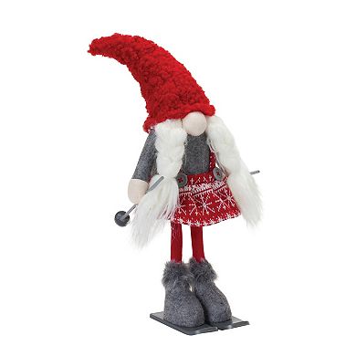 Plush Winter Gnome On Skis (set Of 2)