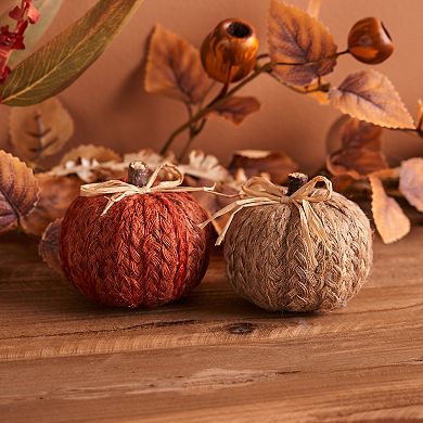 Braided Fabric Pumpkin (Set Of 2)