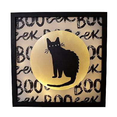 Celebrate Together??? Halloween Black Cat LED "Boo Eek" Shadowbox Wall Decor
