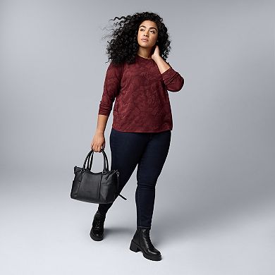 Plus Size Simply Vera Vera Wang Long Sleeve Crewneck T-Shirt