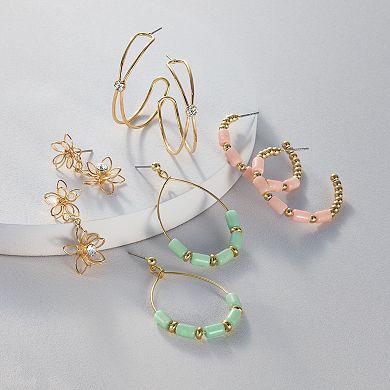 LC Lauren Conrad Crystal Flower Double Drop Earrings