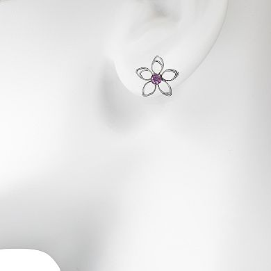 LC Lauren Conrad Crystal Wire Flower Button Stud Earrings