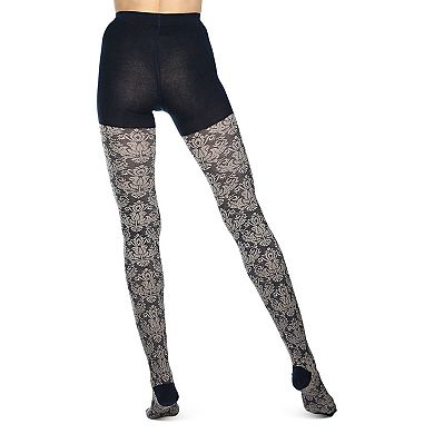 Baroque Patterned Cotton Blend Sweater Tights