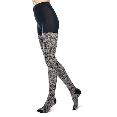 Baroque Patterned Cotton Blend Sweater Tights