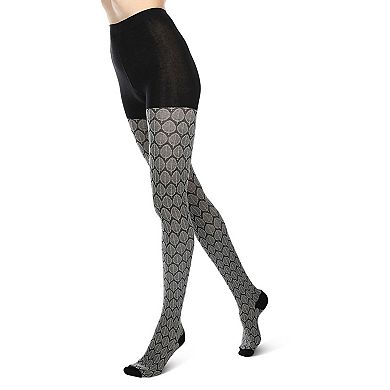 Leaf Patterned Cotton Blend Sweater Tights