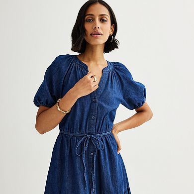 Petite Sonoma Goods For Life?? Elastic Sleeve Midi Dress