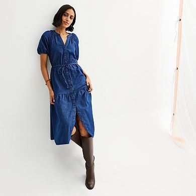 Petite Sonoma Goods For Life?? Elastic Sleeve Midi Dress