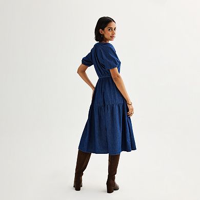 Petite Sonoma Goods For Life® Elastic Sleeve Midi Dress