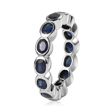 Sterling Silver Natural Blue Sapphire Eternity Ring