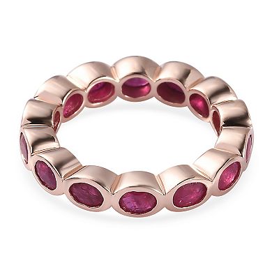 14k Rose Gold Over Silver Natural Ruby Eternity Ring