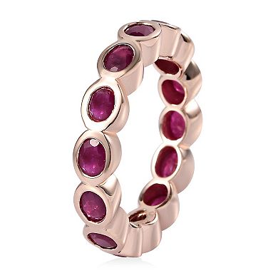 14k Rose Gold Over Silver Natural Ruby Eternity Ring