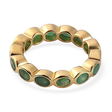 14k Gold Over Silver Natural Emerald Eternity Ring