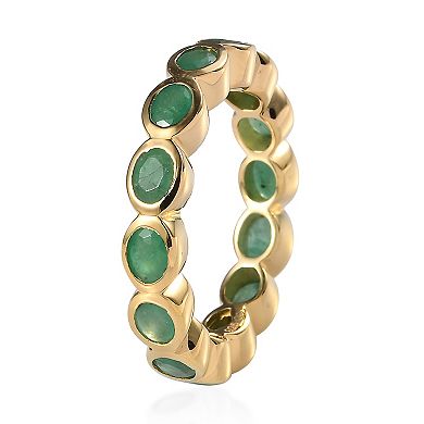 14k Gold Over Silver Natural Emerald Eternity Ring