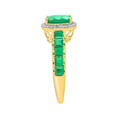 10k Gold Emerald 1/8 Carat T.W. Diamond Halo Ring