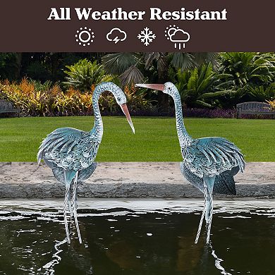 Pure Garden Metal Yard Art Crane Statues 2-pc. Set