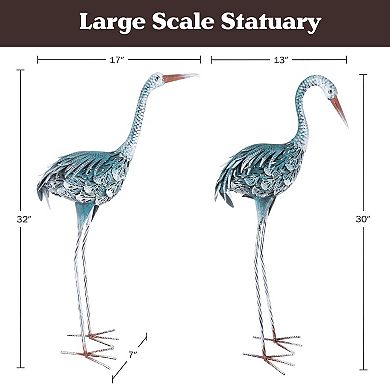 Pure Garden Metal Yard Art Crane Statues 2-pc. Set