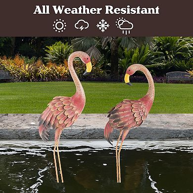 Pure Garden Metal Yard Art Flamingo Statues 2-pc. Set