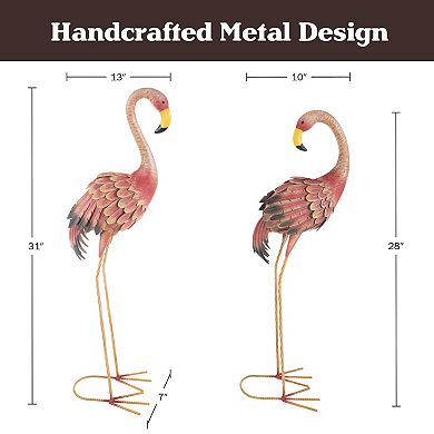 Pure Garden Metal Yard Art Flamingo Statues 2-pc. Set