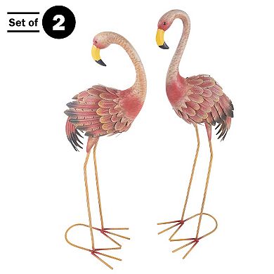 Pure Garden Metal Yard Art Flamingo Statues 2-pc. Set