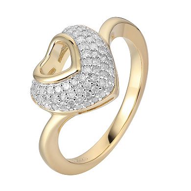 14k Gold Over Silver 1/4 Carat T.W. Diamond Heart Ring