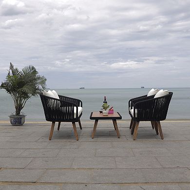 Safavieh Ransin Patio Loveseat, Coffee Table & Chairs 4-piece Outdoor Living Set