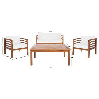 Safavieh Kinnell Patio Loveseat, Coffee Table & Chairs 4-piece Outdoor Living Set