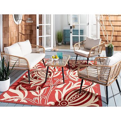 Safavieh Harrley Patio Loveseat, Coffee Table & Chairs 4-piece Outdoor Living Set