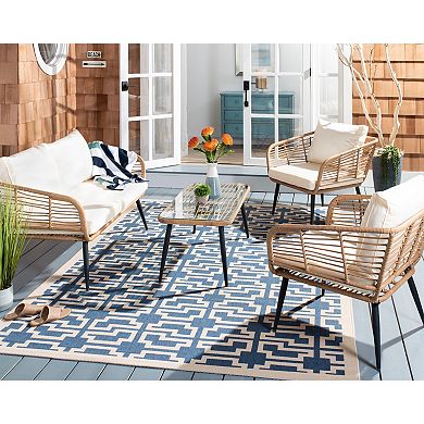 Safavieh Harrley Patio Loveseat, Coffee Table & Chairs 4-piece Outdoor Living Set