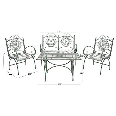 Safavieh Sophie Patio Loveseat, Coffee Table & Chairs 4-piece Outdoor Living Set