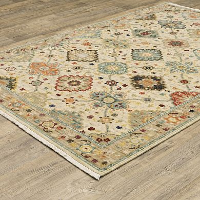 StyleHaven Linwood Oriental Medallions Fringed Edge Wool Blend Area Rug