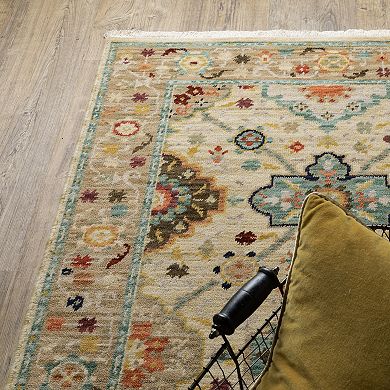 StyleHaven Linwood Oriental Medallions Fringed Edge Wool Blend Area Rug