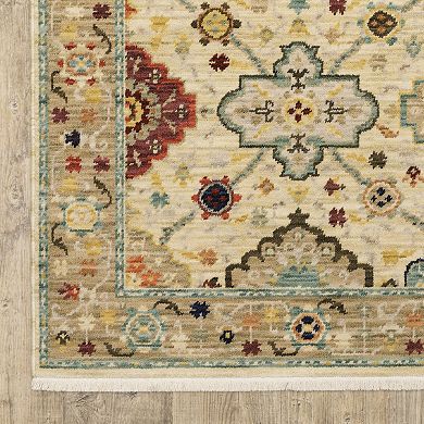 StyleHaven Linwood Oriental Medallions Fringed Edge Wool Blend Area Rug