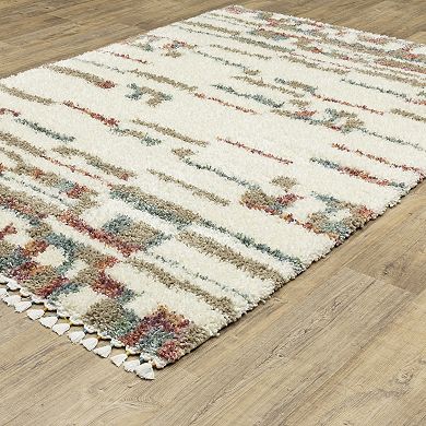 StyleHaven Aurelia Abstract Stripe Shag Tassel Fringe Area Rug