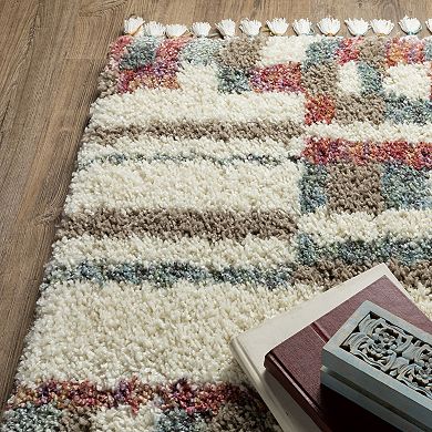 StyleHaven Aurelia Abstract Stripe Shag Tassel Fringe Area Rug