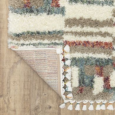 StyleHaven Aurelia Abstract Stripe Shag Tassel Fringe Area Rug