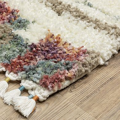 StyleHaven Aurelia Abstract Stripe Shag Tassel Fringe Area Rug