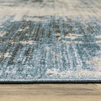 StyleHaven Brighton Distressed Abstract Recycled PET Blue / Beige Area Rug