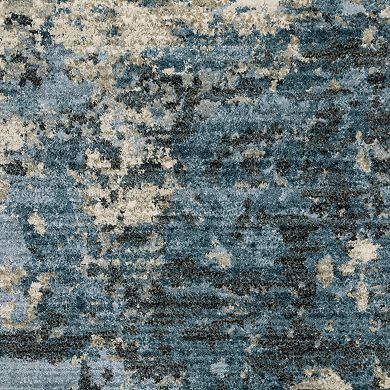 StyleHaven Brighton Distressed Abstract Recycled PET Blue / Beige Area Rug